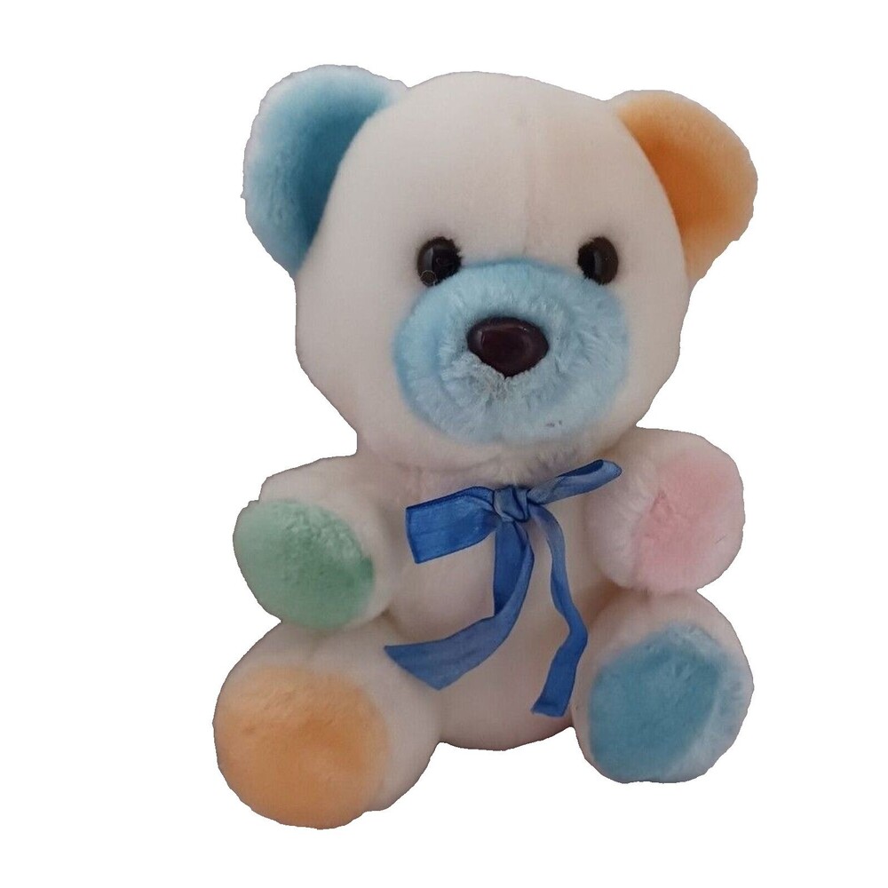 Sugar Loaf Teddy Bear Multi-Colored Pastel Sitting 1997 Boulder Co Vintage Plush